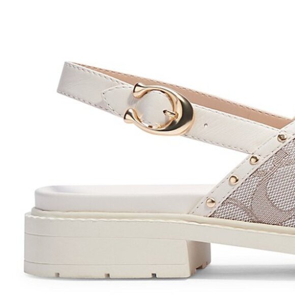 COACH Palmer Signature Jacquard Slingback Sandals In Stone size 6B - Picture 5 of 16